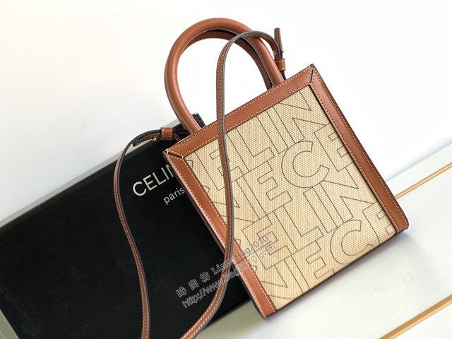Celine專櫃2022新款牛仔布字母印花托特購物袋 賽琳帆布系列迷你托特 sldj2382